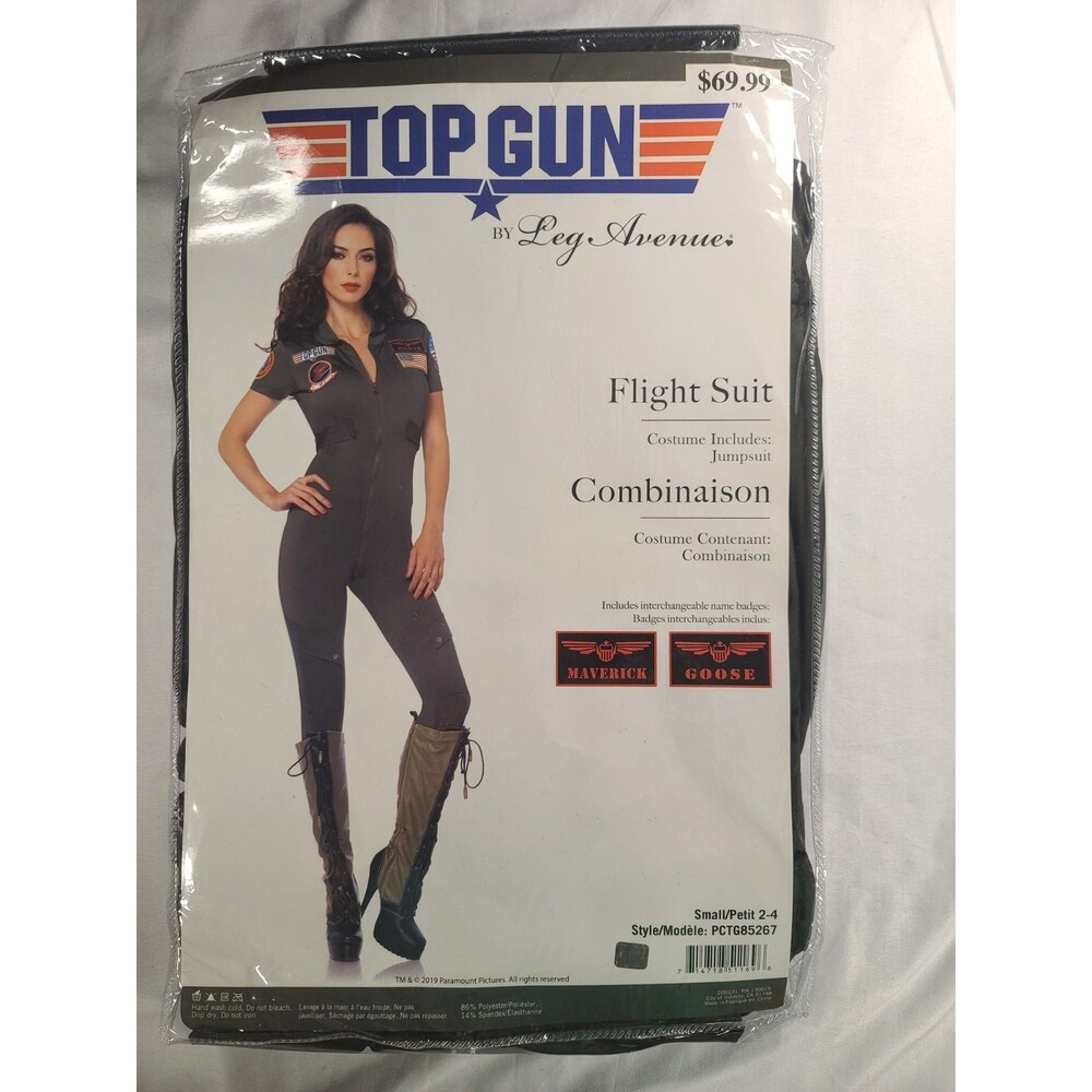 Leg Avenue Top Gun Flight Suit Size Small 2-4 Sexy Costume Women NWT